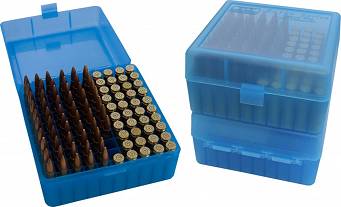 Pudełko na amunicję kulową RM-100-24 MTM (100szt,308W, 6,5CR...) niebieskie