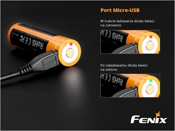 Akumulator Fenix USB ARB-L18U 18650 2600mAh 3,6V z ładowaniem