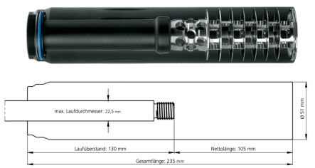 SOB2S-010A moderator dźwięku SOB2S M14x1 8mm Recknagel, cywilny