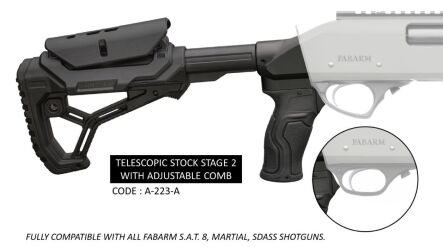 Kolba Fabarm Telescopic Stage 2 z policzkiem A-223-A (SDASS, MARTIAL, SAT8)