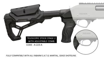 Kolba Fabarm Telescopic Stage 2 z policzkiem A-223-A (SDASS, MARTIAL, SAT8)